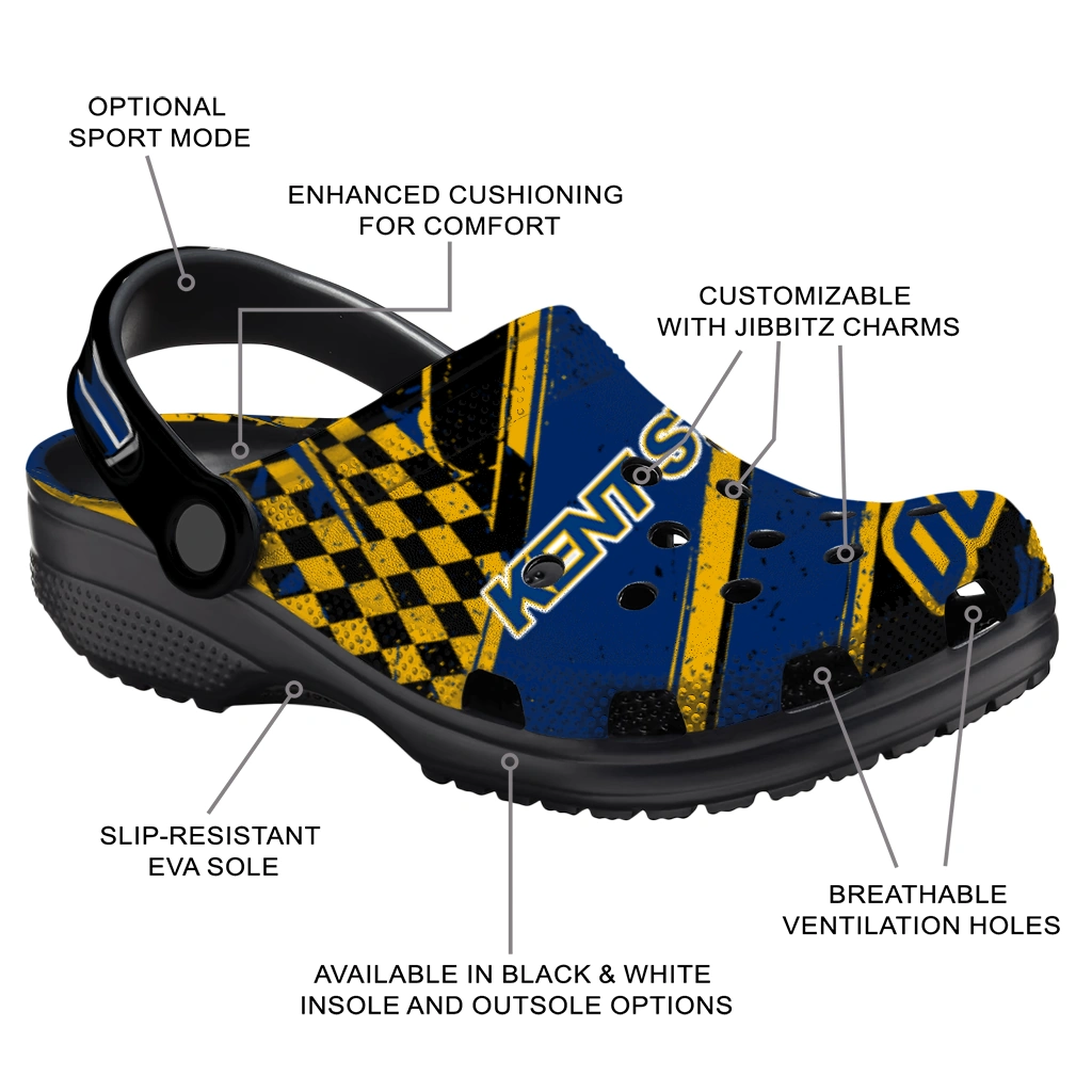 Kent State Golden Flashes Clogs - Personalized Circuit Geometry Navy Blue Black 5