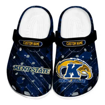 Kent State Golden Flashes Clogs - Personalized Circuit Geometry Navy Blue Black