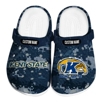 Kent State Golden Flashes Clogs - Personalized Digital Camo Navy Blue