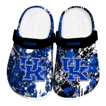 Kentucky Wildcats Clogs - Custom Splatter Splash Blue Black
