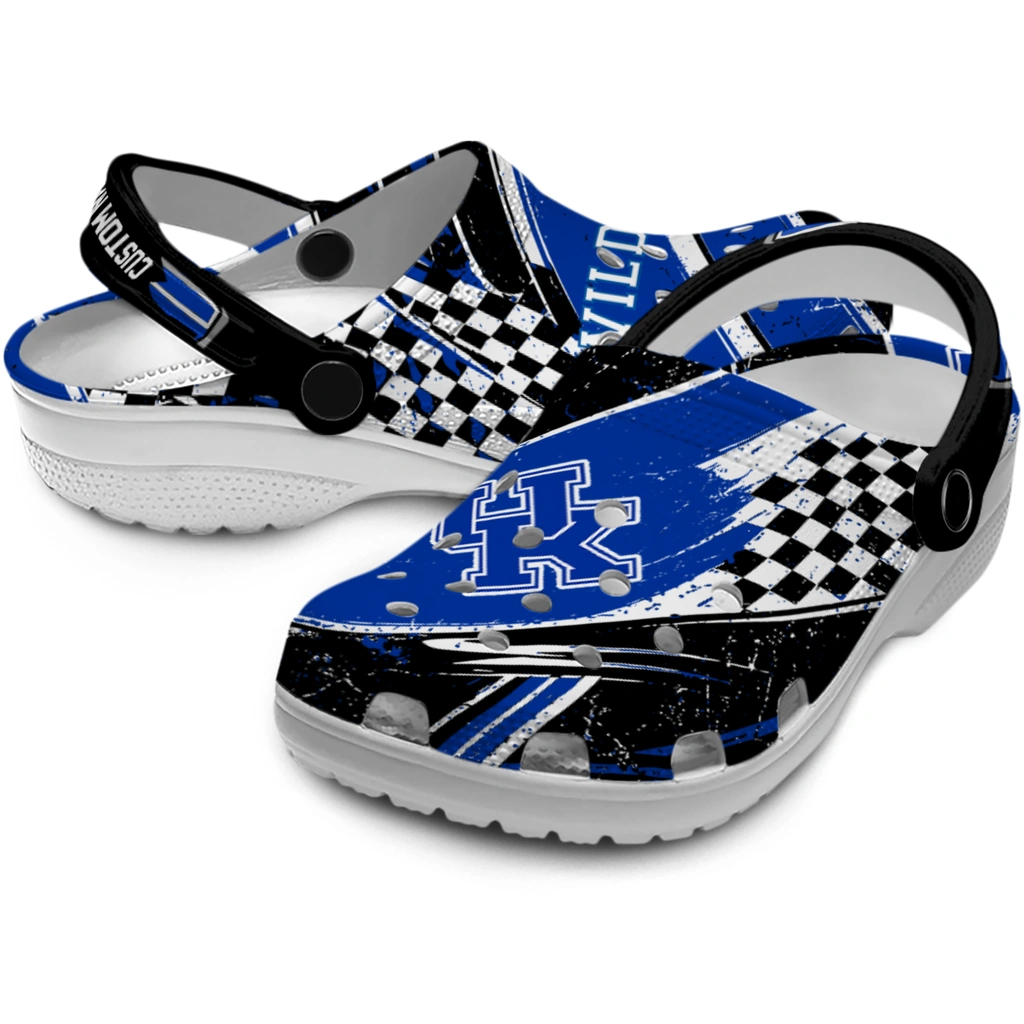 kentucky-wildcats-clog-customized-checkered-streaks-blue-black-high-quality.webp