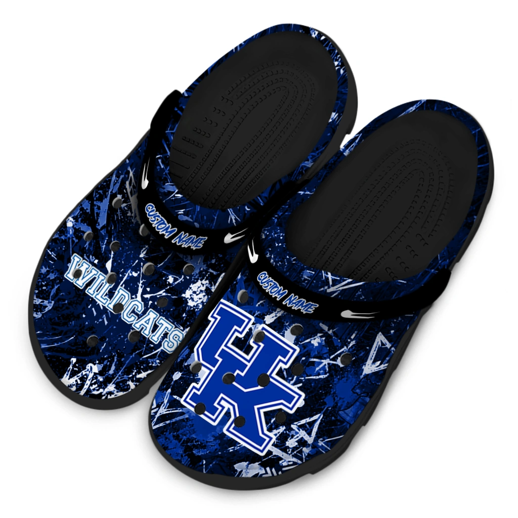 kentucky-wildcats-clog-customized-graffiti-burst-blue-black-latest-model.webp
