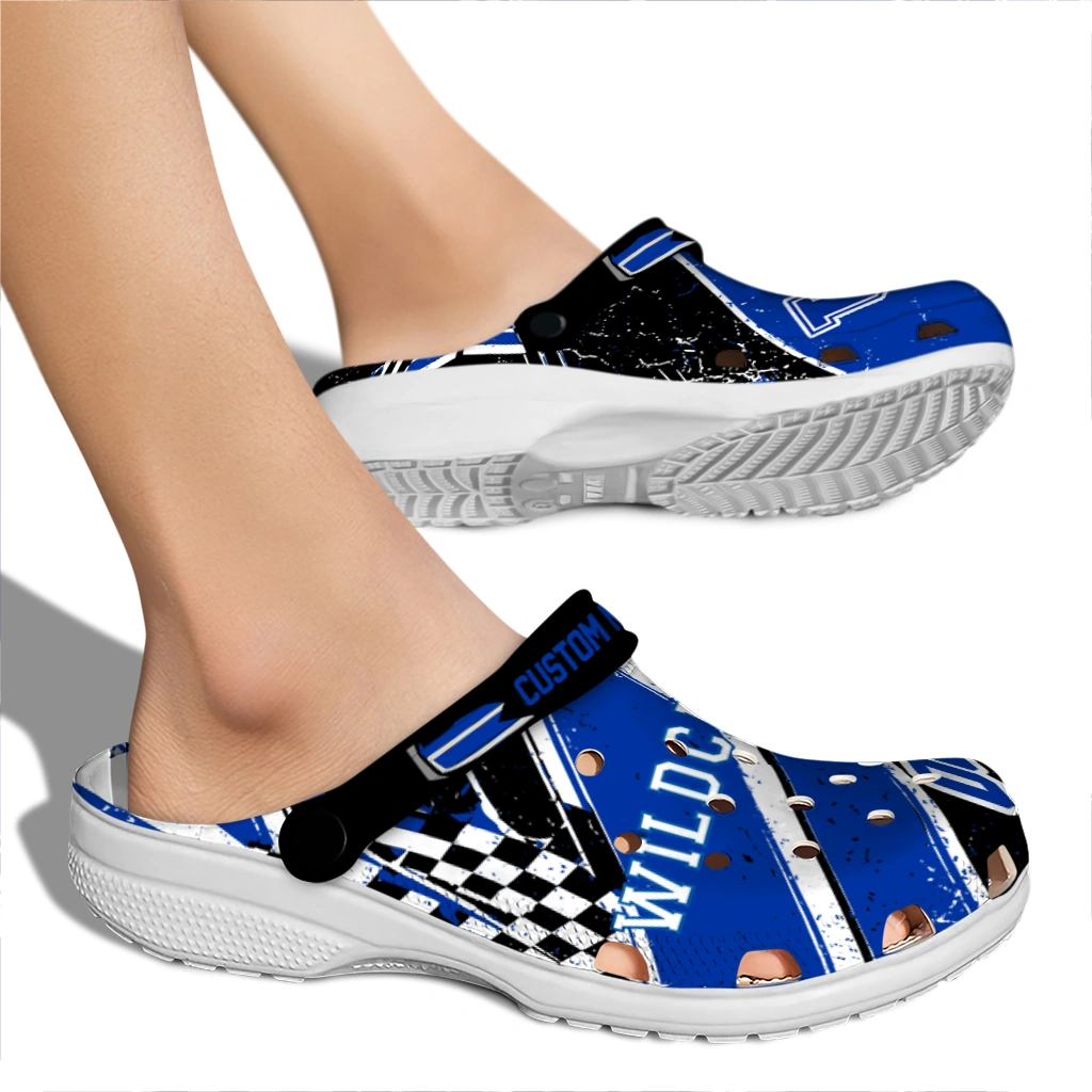 Kentucky Wildcats Clogs - Customized Checkered Streaks Blue Black 2