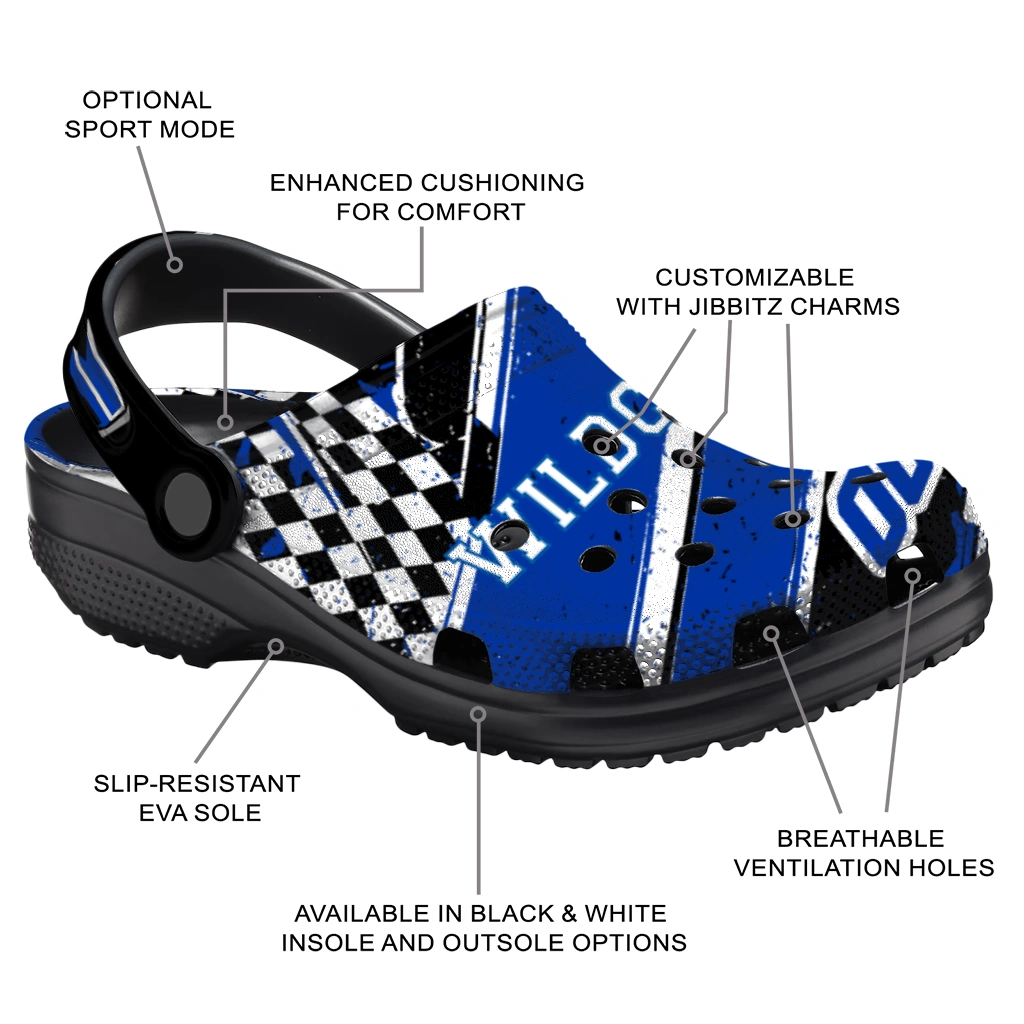 Kentucky Wildcats Clogs - Customized Checkered Streaks Blue Black 5