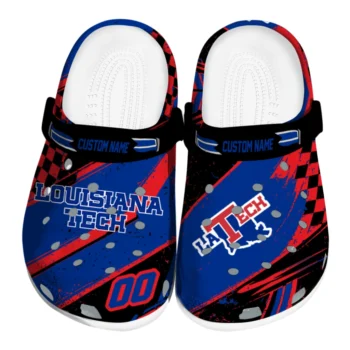LA Tech Clogs - Custom Checkered Streaks Blue Black