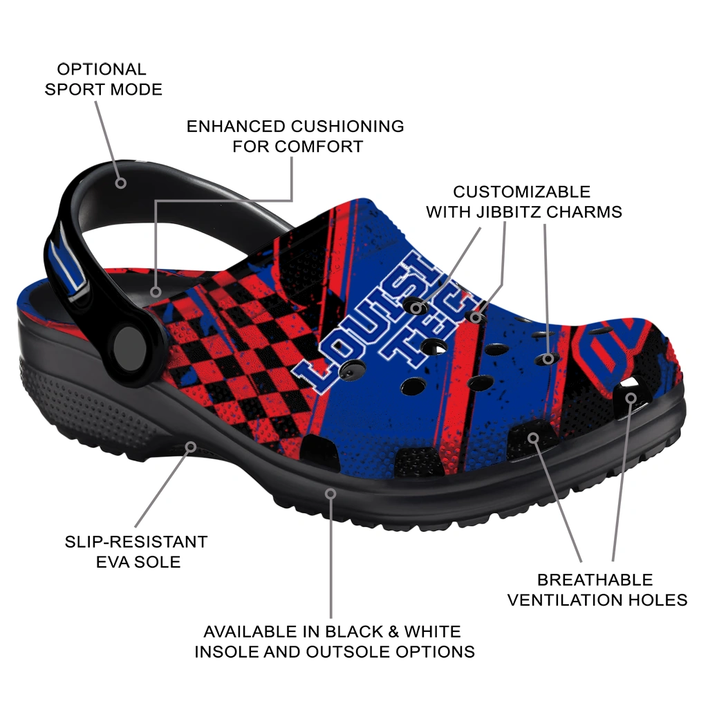 LA Tech Clogs - Custom Checkered Streaks Blue Black 5