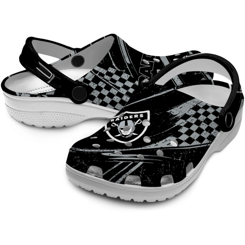 Las Vegas Raiders Clogs - Custom Circuit Geometry Black 3