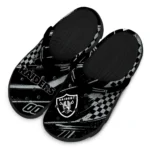 Las Vegas Raiders Clogs – Personalized Checkered Streaks Black 1