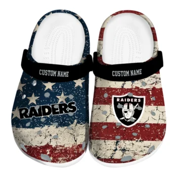 Las Vegas Raiders Clogs - Custom Distressed Stripes Black Red Blue