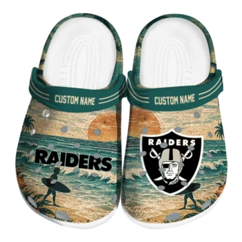Las Vegas Raiders Clogs - Customized Wave Scene Fir Green