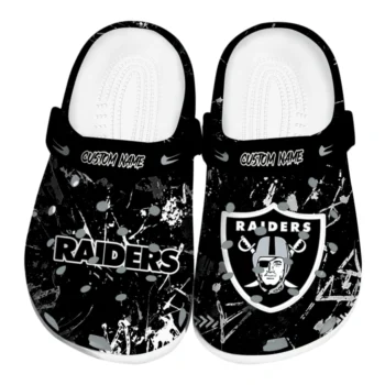 Las Vegas Raiders Clogs - Personalized Graffiti Burst Black