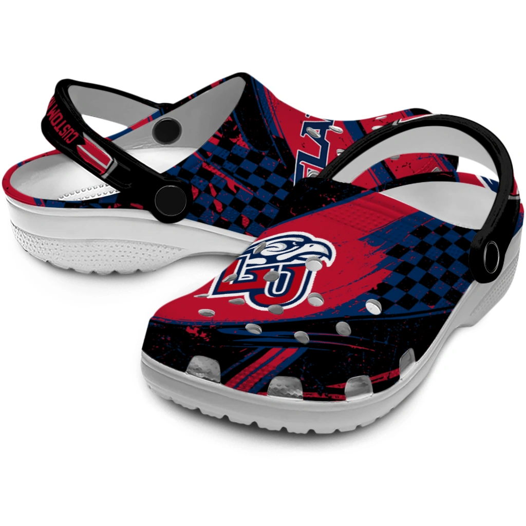 Liberty Flames Clogs - Custom Checkered Streaks Red Black 3