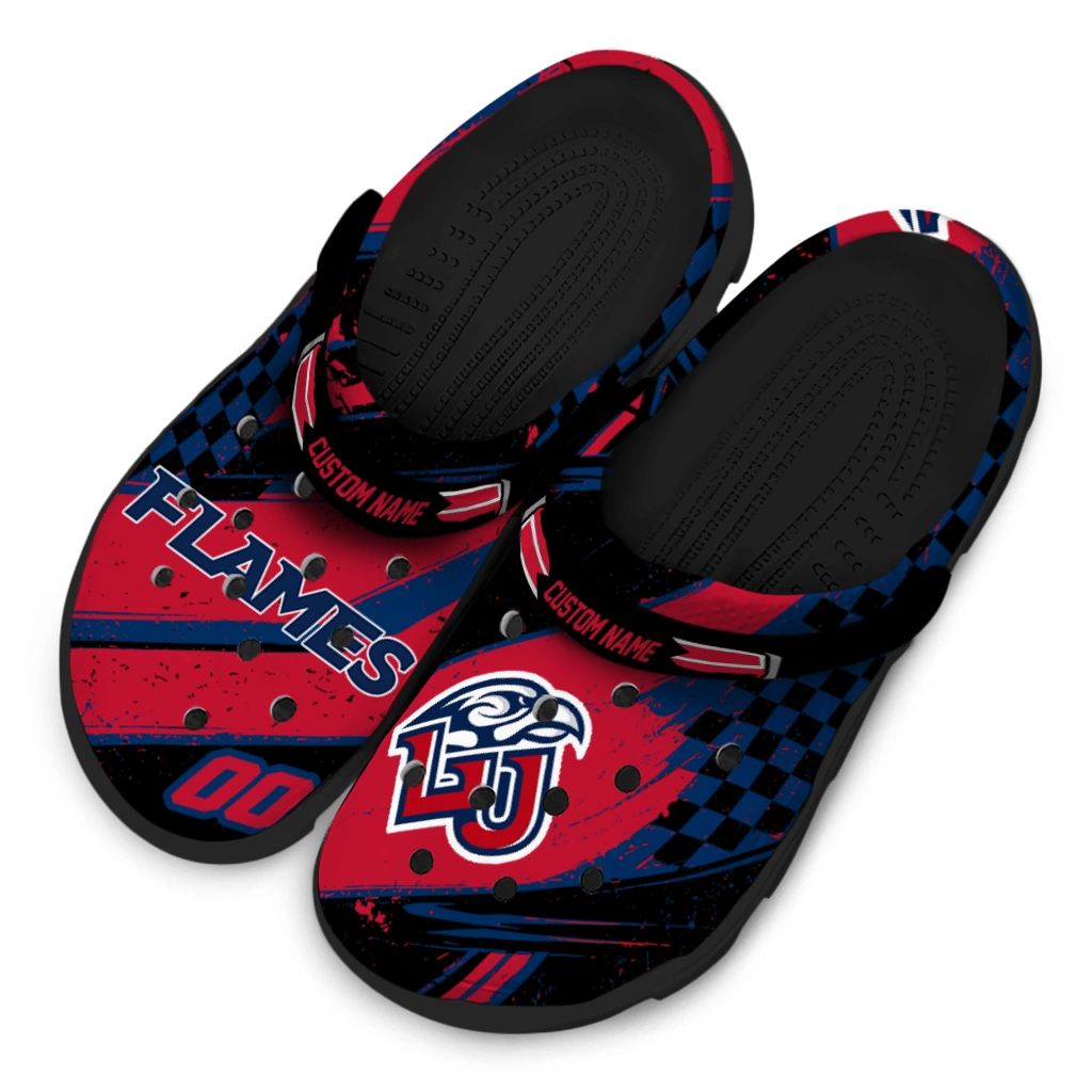 Liberty Flames Clogs - Custom Checkered Streaks Red Black 4