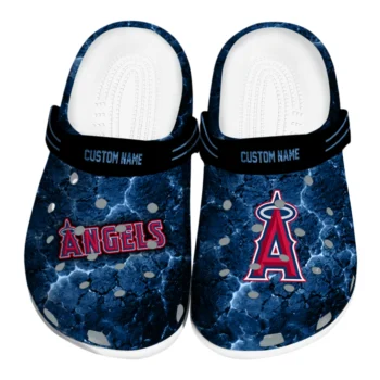 Los Angeles Angels Clogs - Custom Cracked Energy Blue Black
