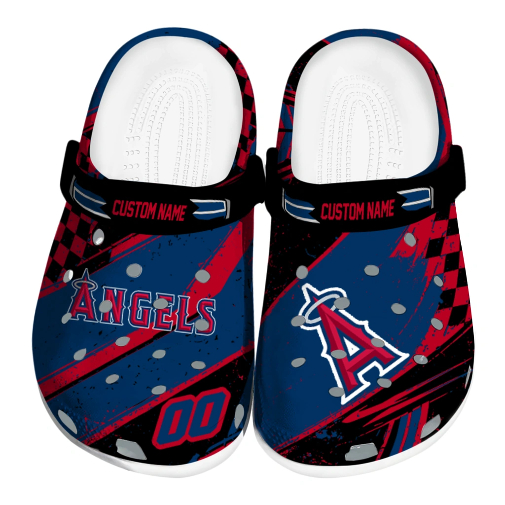 los-angeles-angels-clog-customized-checkered-streaks-blue-black-best-selling.webp los angeles angels clog customized checkered streaks blue black best selling