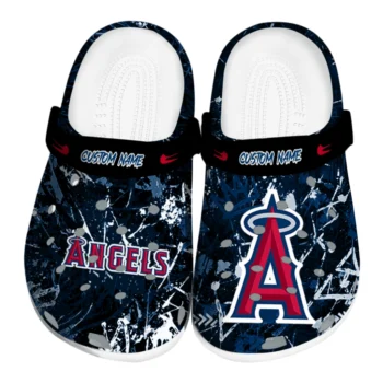 Los Angeles Angels Clogs - Customized Graffiti Burst Blue Black
