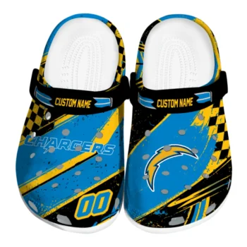 Los Angeles Chargers Clogs - Custom Checkered Streaks Blue Black