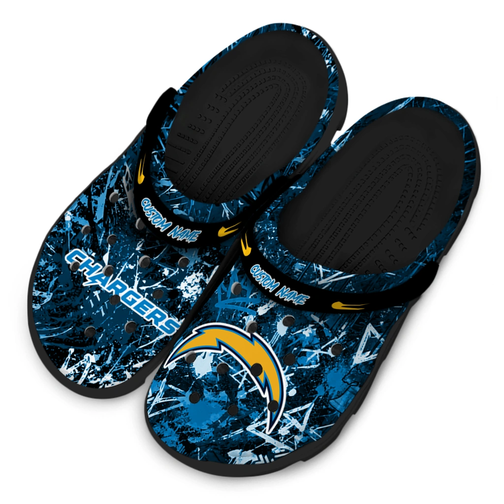 los-angeles-chargers-clog-custom-graffiti-burst-blue-black-latest-model.webp