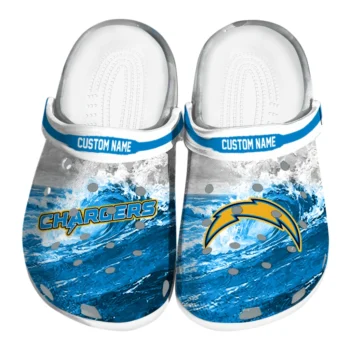 Los Angeles Chargers Clogs - Custom Wave Swirl Blue White