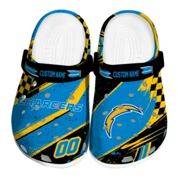 Los Angeles Chargers Clogs - Custom Checkered Streaks Blue Black