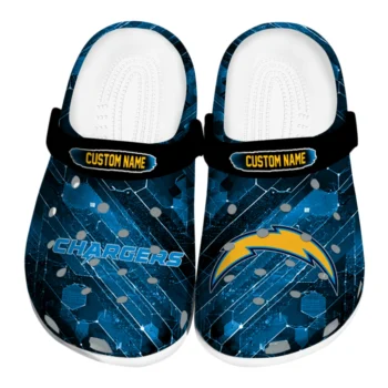 Los Angeles Chargers Clogs - Customized Circuit Geometry Blue Black