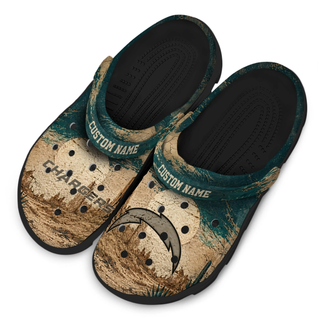 los-angeles-chargers-clog-customized-cracked-landscape-fir-green-beige-latest-model.webp