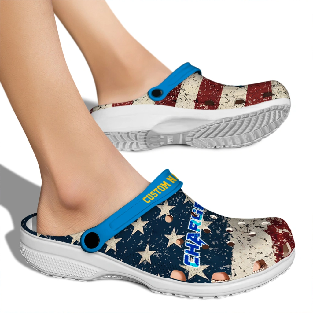 los-angeles-chargers-clog-customized-distressed-stripes-blue-red-blue-fashion-forward.webp