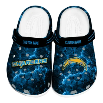 Los Angeles Chargers Clogs - Personalized Cracked Energy Blue Black