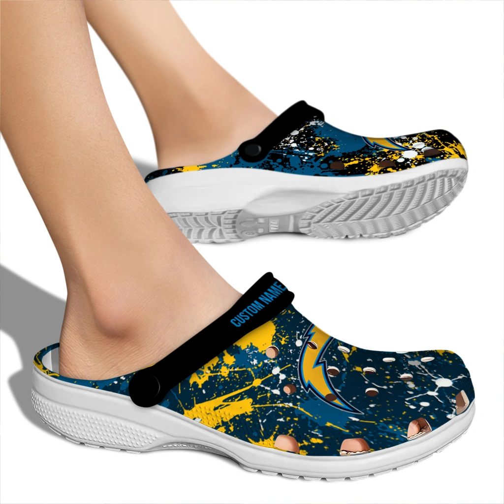 los-angeles-chargers-clog-personalized-splatter-splash-blue-black-fashion-forward.webp