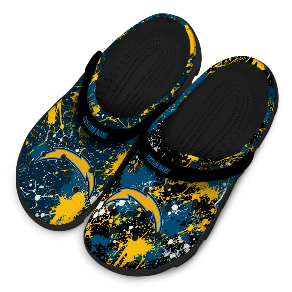 los-angeles-chargers-clog-personalized-splatter-splash-blue-black-latest-model.webp