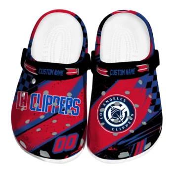 Los Angeles Clippers Clogs - Custom Checkered Streaks Red Black