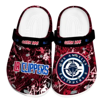Los Angeles Clippers Clogs - Custom Graffiti Burst Red Black