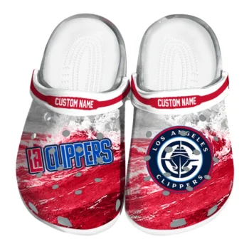 Los Angeles Clippers Clogs - Custom Wave Swirl Red White