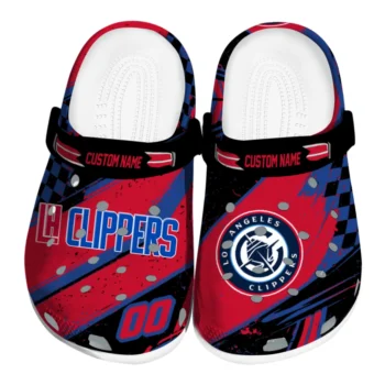 Los Angeles Clippers Clogs - Custom Checkered Streaks Red Black