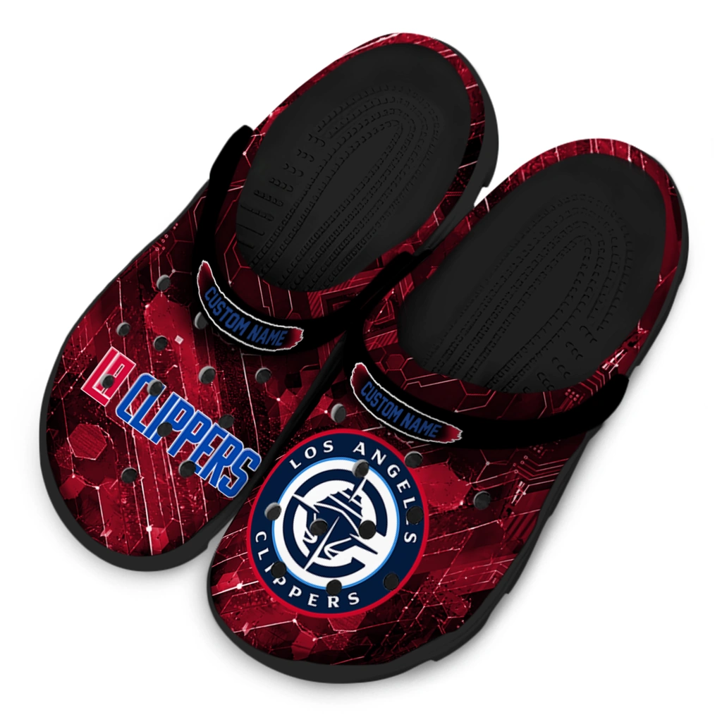 los-angeles-clippers-clog-customized-circuit-geometry-red-black-latest-model.webp