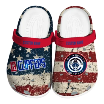 Los Angeles Clippers Clogs - Customized Distressed Stripes Red Blue