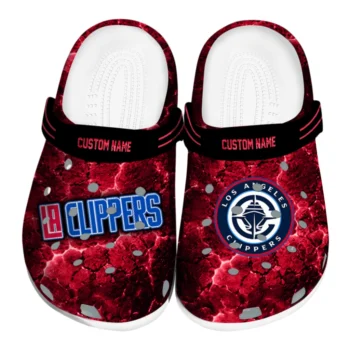 Los Angeles Clippers Clogs - Personalized Cracked Energy Red Black