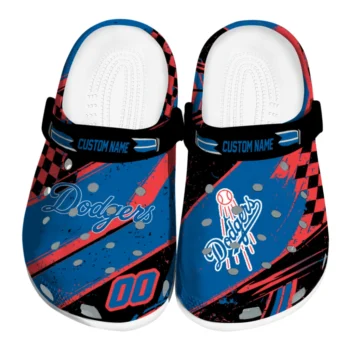 Los Angeles Dodgers Clogs - Custom Circuit Geometry Blue Black