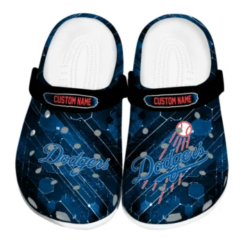 Los Angeles Dodgers Clogs - Custom Circuit Geometry Blue Black