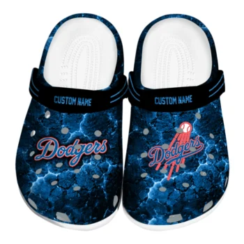 Los Angeles Dodgers Clogs - Customized Cracked Energy Blue Black