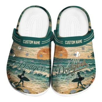 Los Angeles Dodgers Clogs - Customized Wave Scene Fir Green