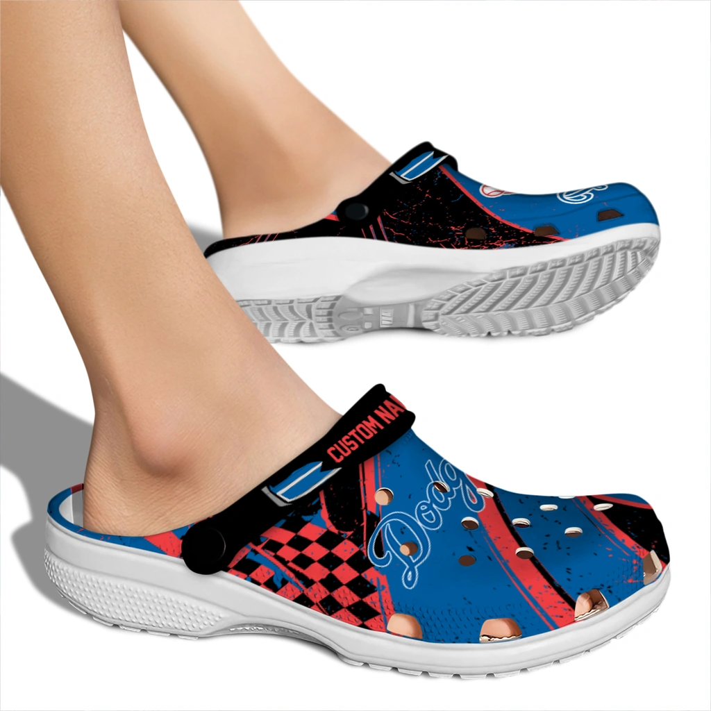 los-angeles-dodgers-clog-personalized-checkered-streaks-blue-black-fashion-forward.webp