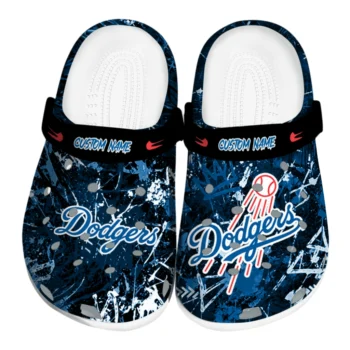 Los Angeles Dodgers Clogs - Personalized Graffiti Burst Blue Black