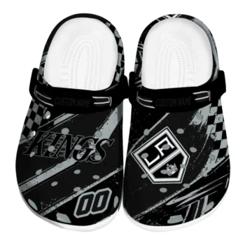 Los Angeles Kings Clogs - Customized Checkered Streaks Black