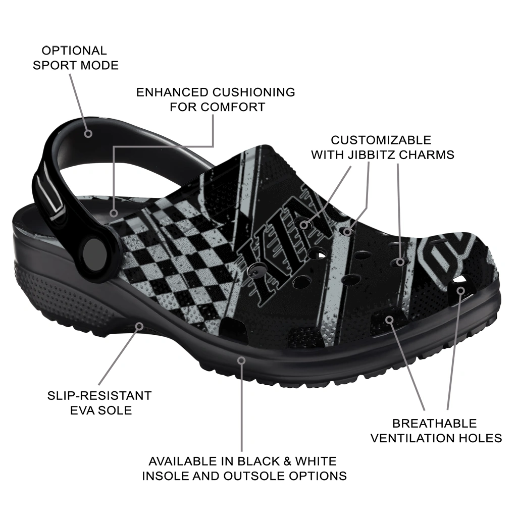 Los Angeles Kings Clogs - Customized Checkered Streaks Black 5
