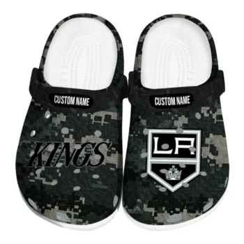 Los Angeles Kings Clogs - Personalized Digital Camo Black
