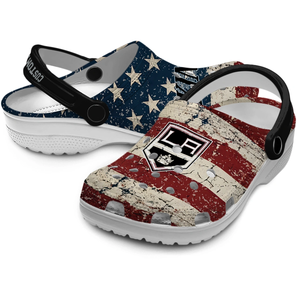 los-angeles-kings-clog-personalized-distressed-stripes-black-red-blue-high-quality.webp