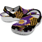 los-angeles-lakers-clog-customized-checkered-streaks-purple-black-best-selling.webp