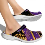 Los Angeles Lakers Clogs – Personalized Circuit Geometry Purple Black 1