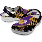 Los Angeles Lakers Clogs – Personalized Circuit Geometry Purple Black 1